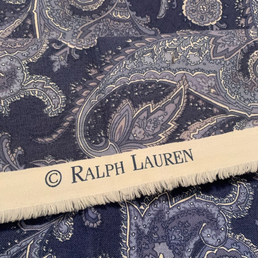 Ralph Lauren Blue and White Paisley Fabric